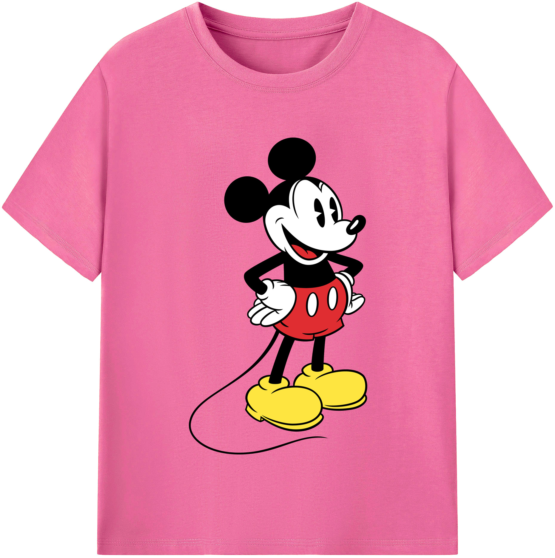 （画像用） ミッキーマウス Mickey Mouse レディースカジュアルプリントTシャツ（綿100％）